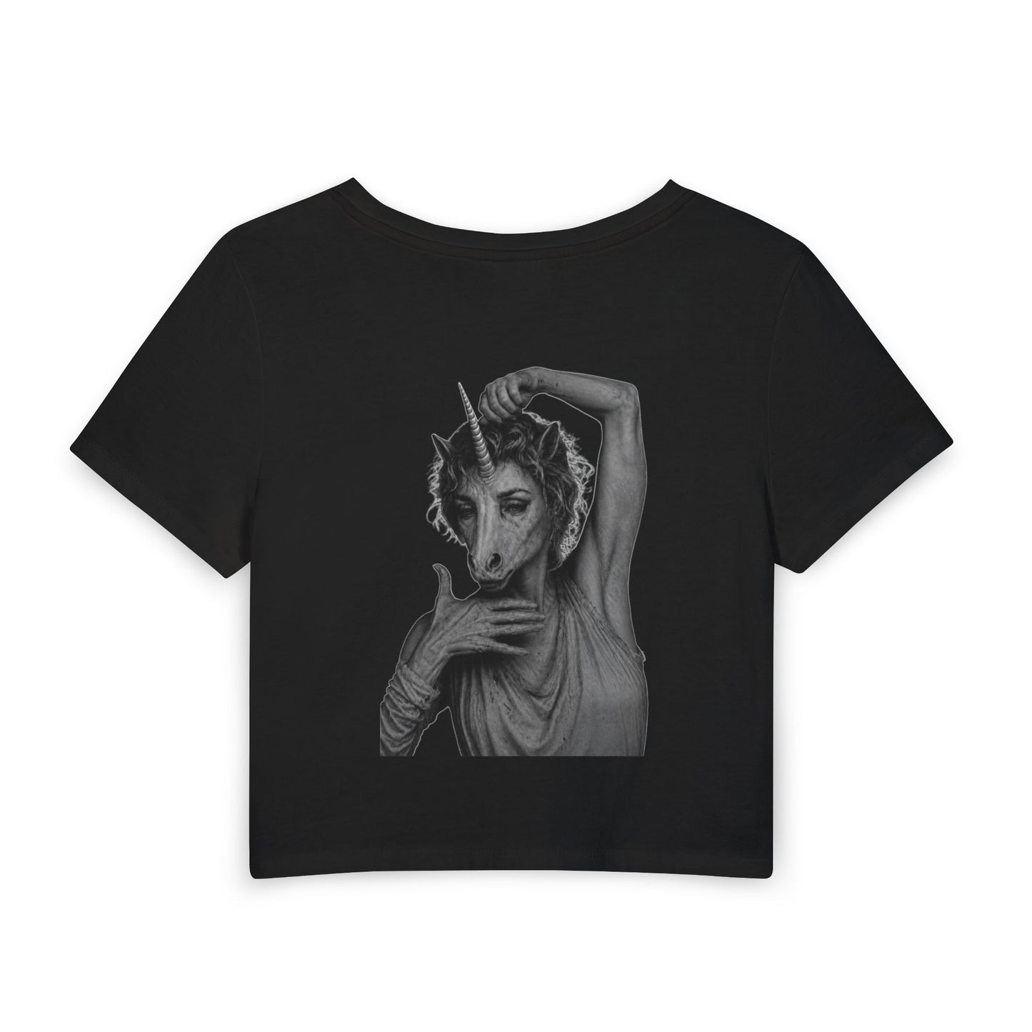 Women's Baby Tee — STRIKE A POSE (back print)