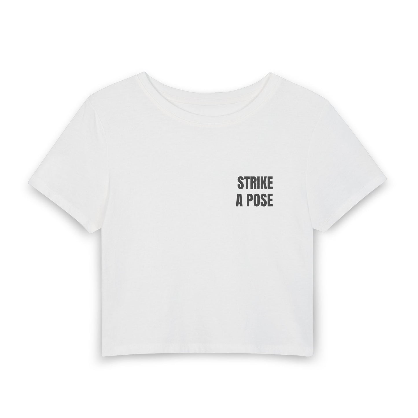 Women's Baby Tee — STRIKE A POSE (back print)