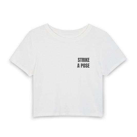 Women's Baby Tee — STRIKE A POSE (back print)